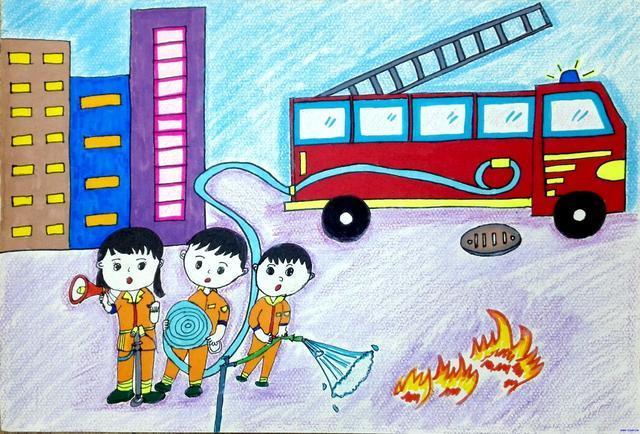 二年級(jí)的消防安全兒童彩色畫精選